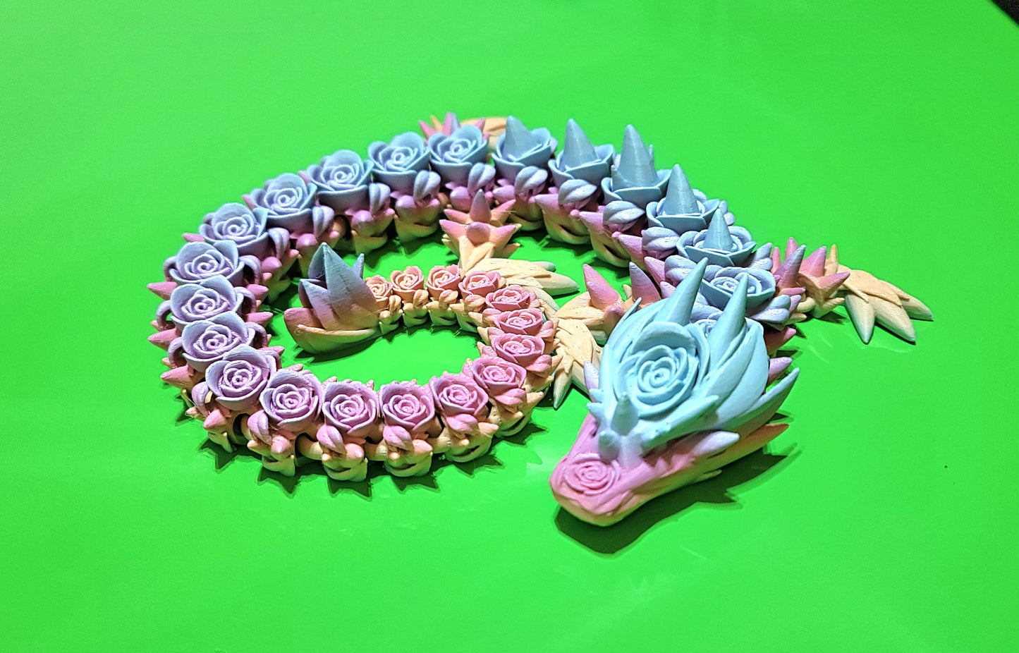 3D printed 20 inch Rainbow Rose Dragon