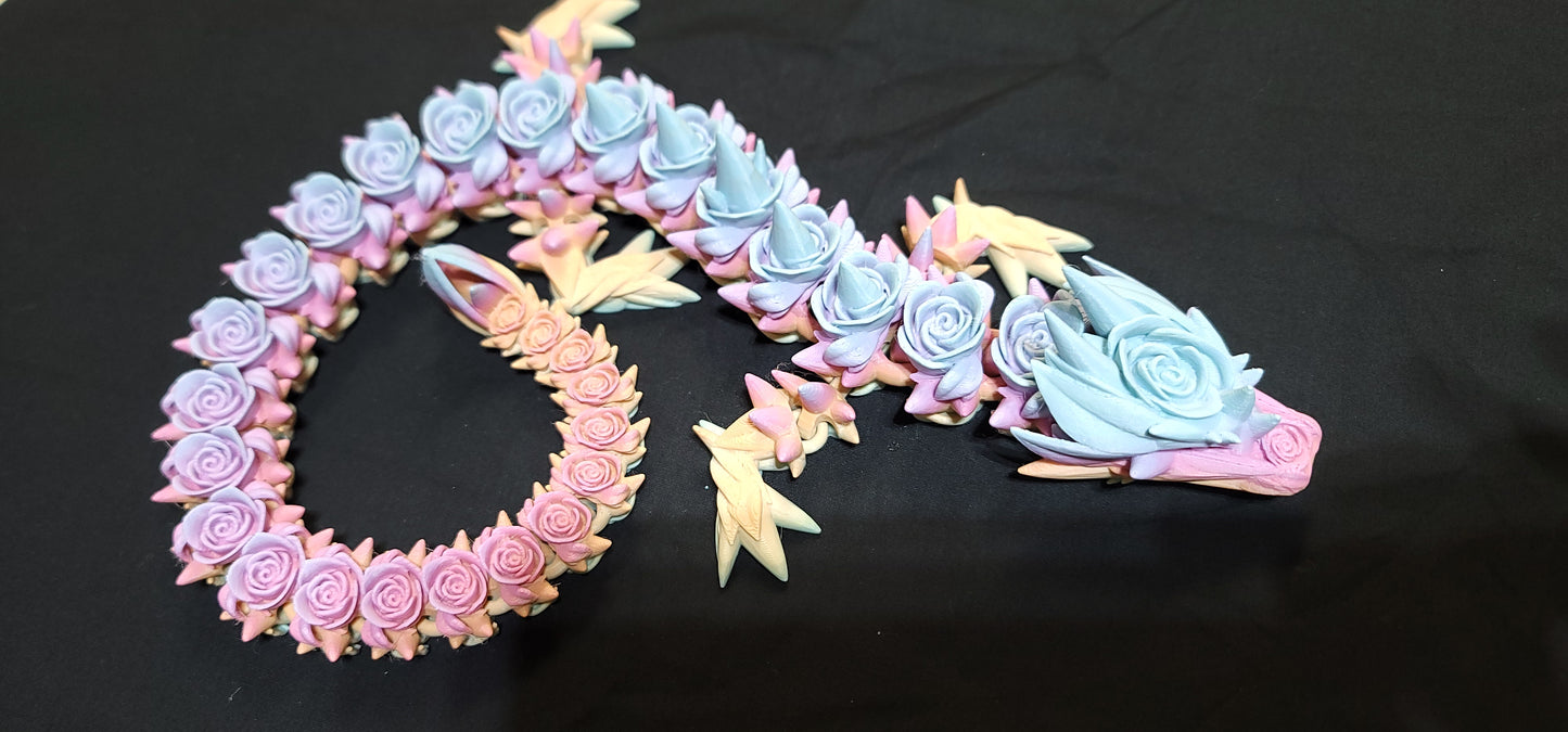 3D printed 20 inch Rainbow Rose Dragon