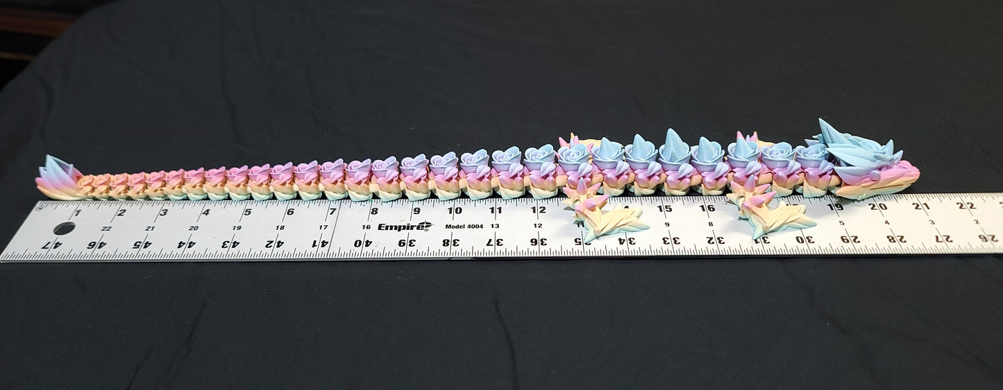 3D printed 20 inch Rainbow Rose Dragon