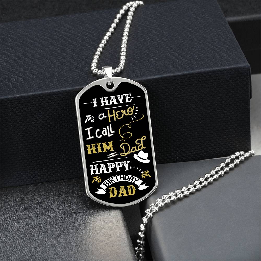 Hero, Dad, Birthday-Dog Tag