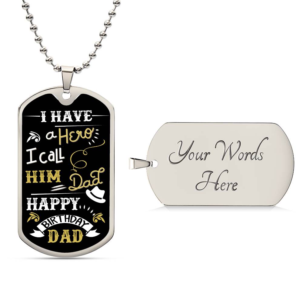 Hero, Dad, Birthday-Dog Tag