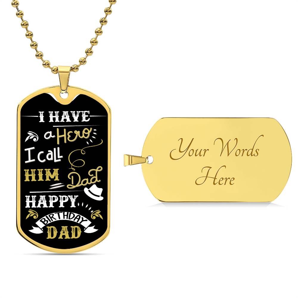 Hero, Dad, Birthday-Dog Tag