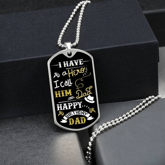 Hero, Dad, Birthday-Dog Tag